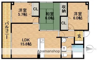 ライフ第5マンション大平台【4階】の間取り