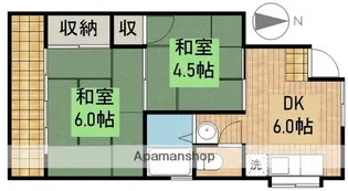 木下コーポ【2F東号室】の間取り