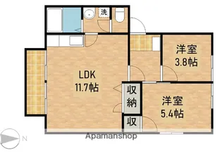 ノーウェッジアンウッドA【2階】の間取り