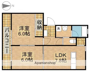 カクサン可美タウンB【1階】の間取り