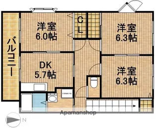 ハイステージ志都呂館Ⅰ【202号室】の間取り