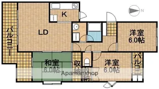シェ・ジャルダン【203号室】の間取り