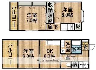 静岡県掛川市宮脇【テラスハウス】の間取り