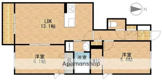 シュプリーム小松【101号室】の間取り