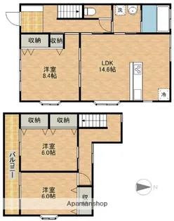 静岡県浜松市中央区大平台2丁目【テラスハウス】の間取り