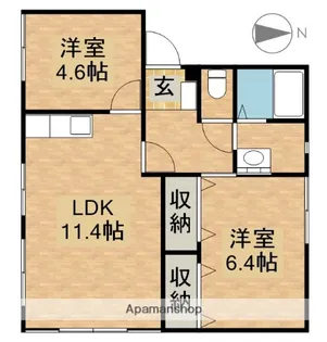 ベルハイツⅡA【102号室】の間取り