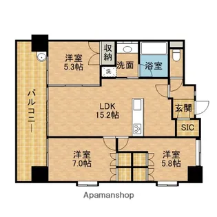 エンブルエバー南駿河台【6階】の間取り