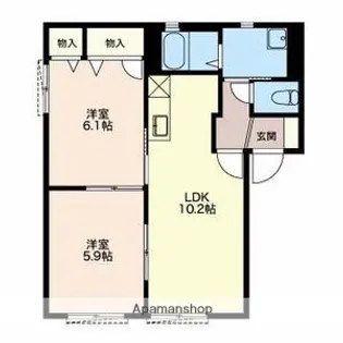 ヴェルドミール愛【102号室】の間取り