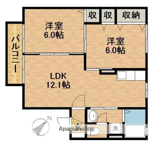 グリシーナB【205号室】の間取り