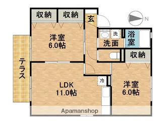 セジュール モアB【1階】の間取り