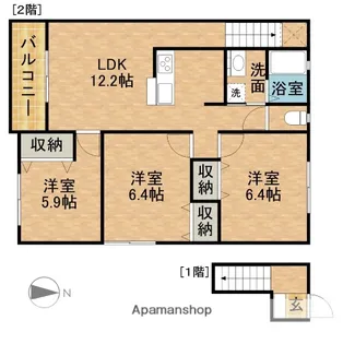 エラン・ド・オール新原【201号室】の間取り