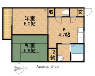 スカイハイツB【2階】の間取り