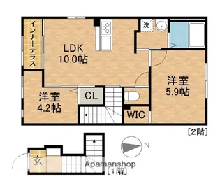 オアシス西美薗【2階】の間取り