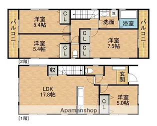 静岡県浜松市中央区佐鳴台6丁目【一戸建】の間取り