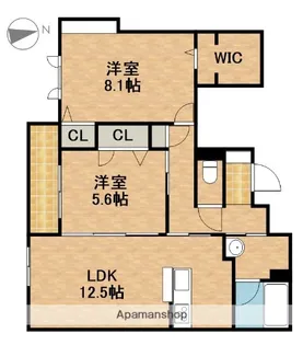 グランディア古川【302号室】の間取り