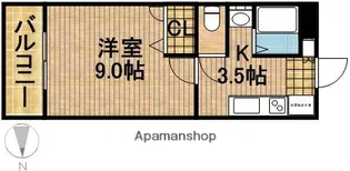 グランドソレーユ大瀬【202号室】の間取り
