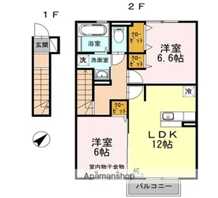 グリシーナB【201号室】の間取り