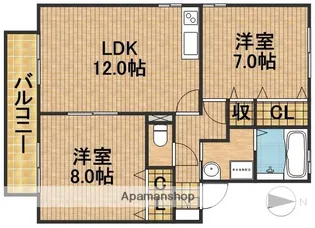 ラフィーネB【202号室】の間取り
