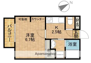 パークサイドサイワイB【B1号室】の間取り