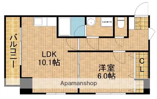 アズビオス元城【4階】の間取り