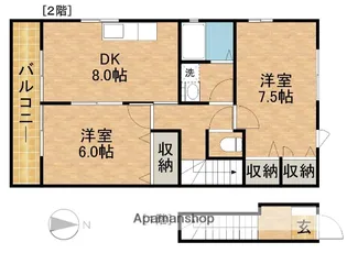 ブランドールB【202号室】の間取り