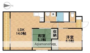 カルムシャンブル【401号室】の間取り