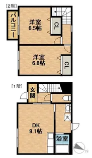 静岡県御前崎市佐倉【テラスハウス】の間取り