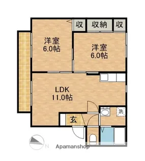 二瀬川ノーバB【2階】の間取り