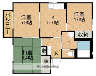 サンフラワーB【2階】の間取り