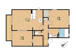 ポワールトゥワイスB【2階】の間取り