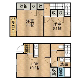 静岡県焼津市石津【テラスハウス】の間取り