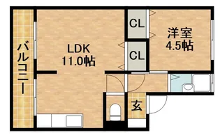 四ツ池マンション【22号室】の間取り