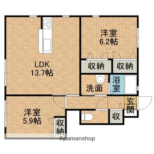 リヴェール富塚B【102号室】の間取り
