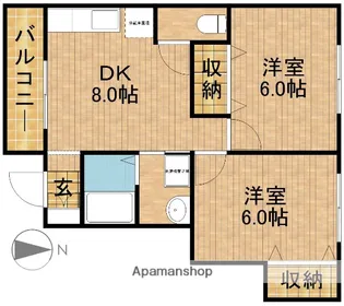 KAPARAS【201号室】の間取り