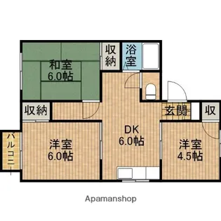 コーポ原川B【202号室】の間取り