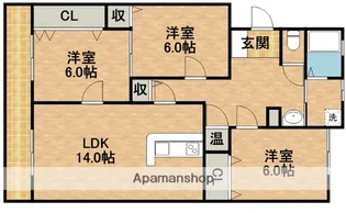 コーポ三美【4階】の間取り