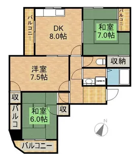 クィーンズコート鴨江【202号室】の間取り