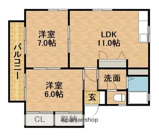 ディアス・ブリッツァB【2階】の間取り