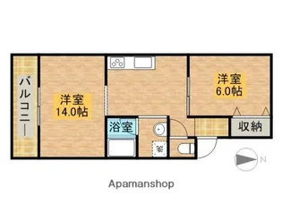 サンライト西伊場【202号室】の間取り