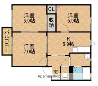 サングリーンオオタA【2階】の間取り