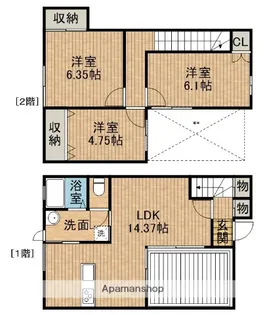 静岡県浜松市中央区布橋2丁目【テラスハウス】の間取り