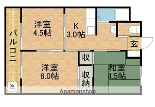 ヴィラハナヤシキ【2B号室】の間取り