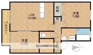 ローズコート和田B【2階】の間取り