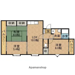 エバーグリーンB【3階】の間取り