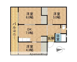 スマイルハイツA【4階】の間取り