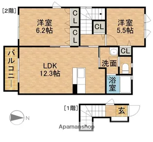フレシールⅡ【2階】の間取り