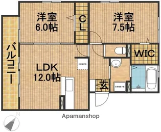 セジュール・フーキA【2階】の間取り