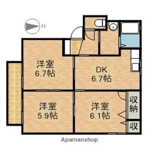 グリーンルーフB【2階】の間取り