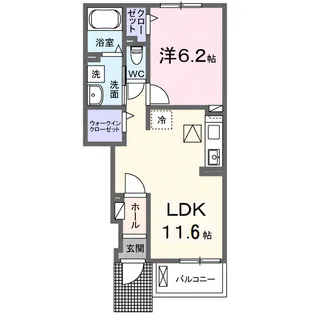 ホワイトルーム恩地【1階】の間取り