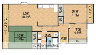 芳川ハイツ1号棟【206号室】の間取り